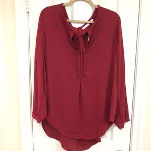 NY&Co Burgundy tie neck Tunic sz XL NWT